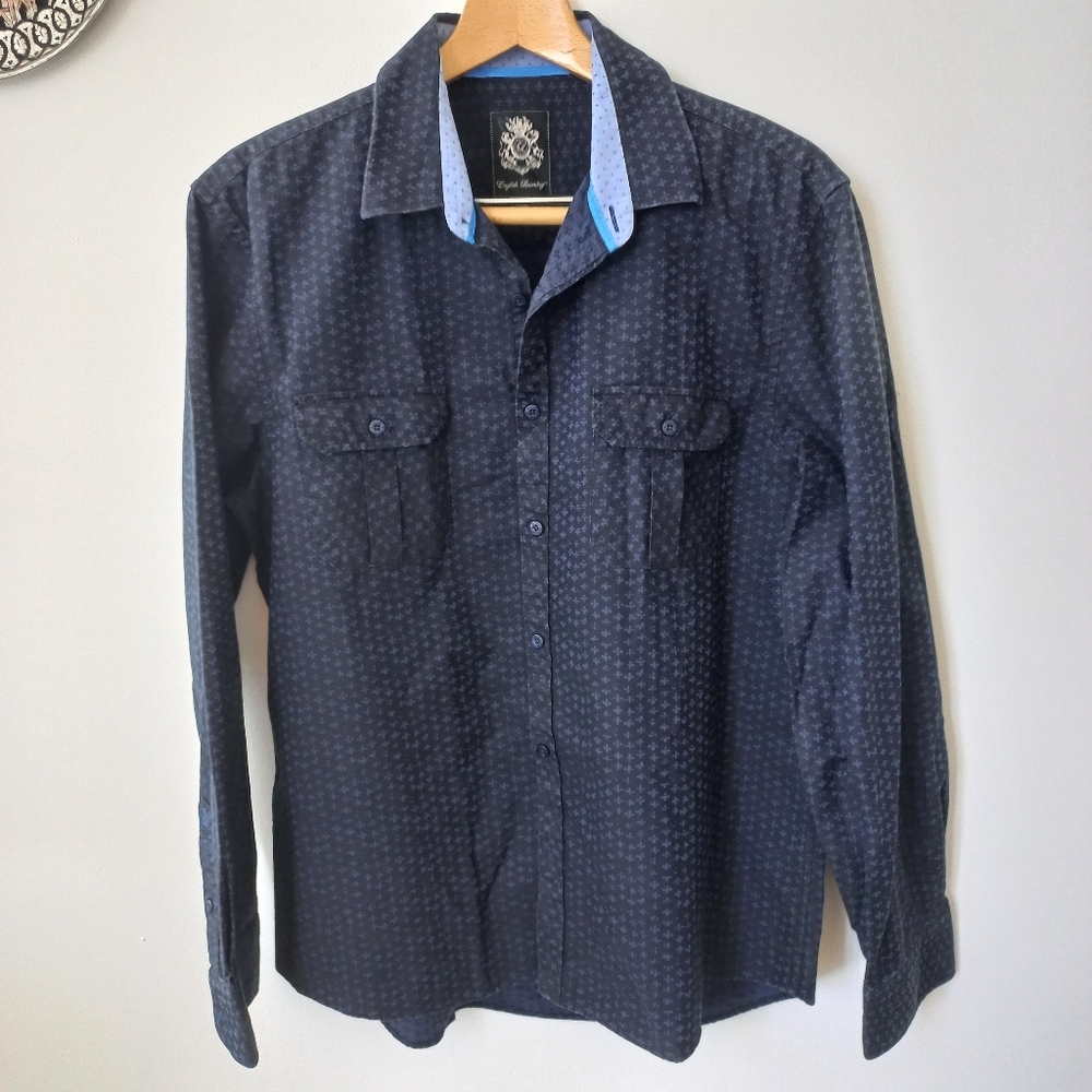 English Laundry Men's Blue Patterned Button Down Shirt Size XL US